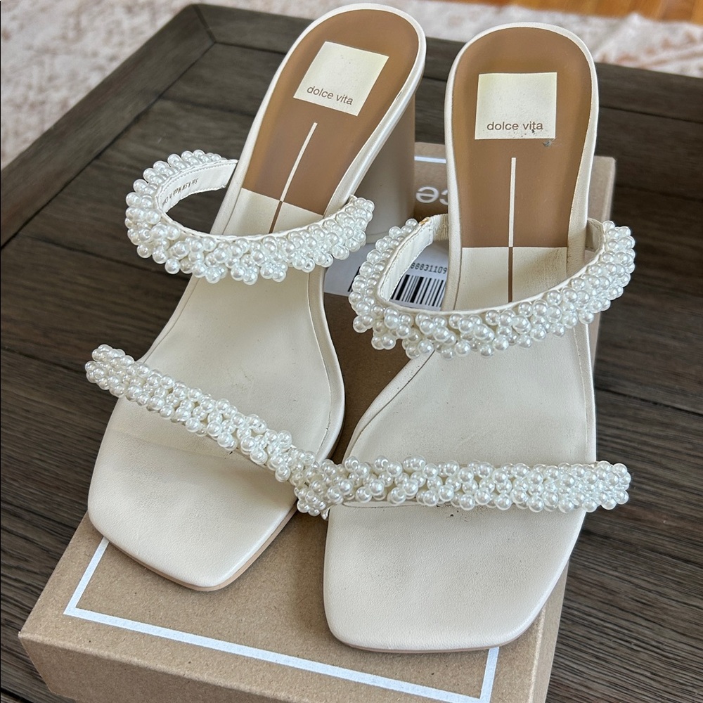 Dolce vita Noel vanilla pearls heels (wide) - Picture 5 of 11